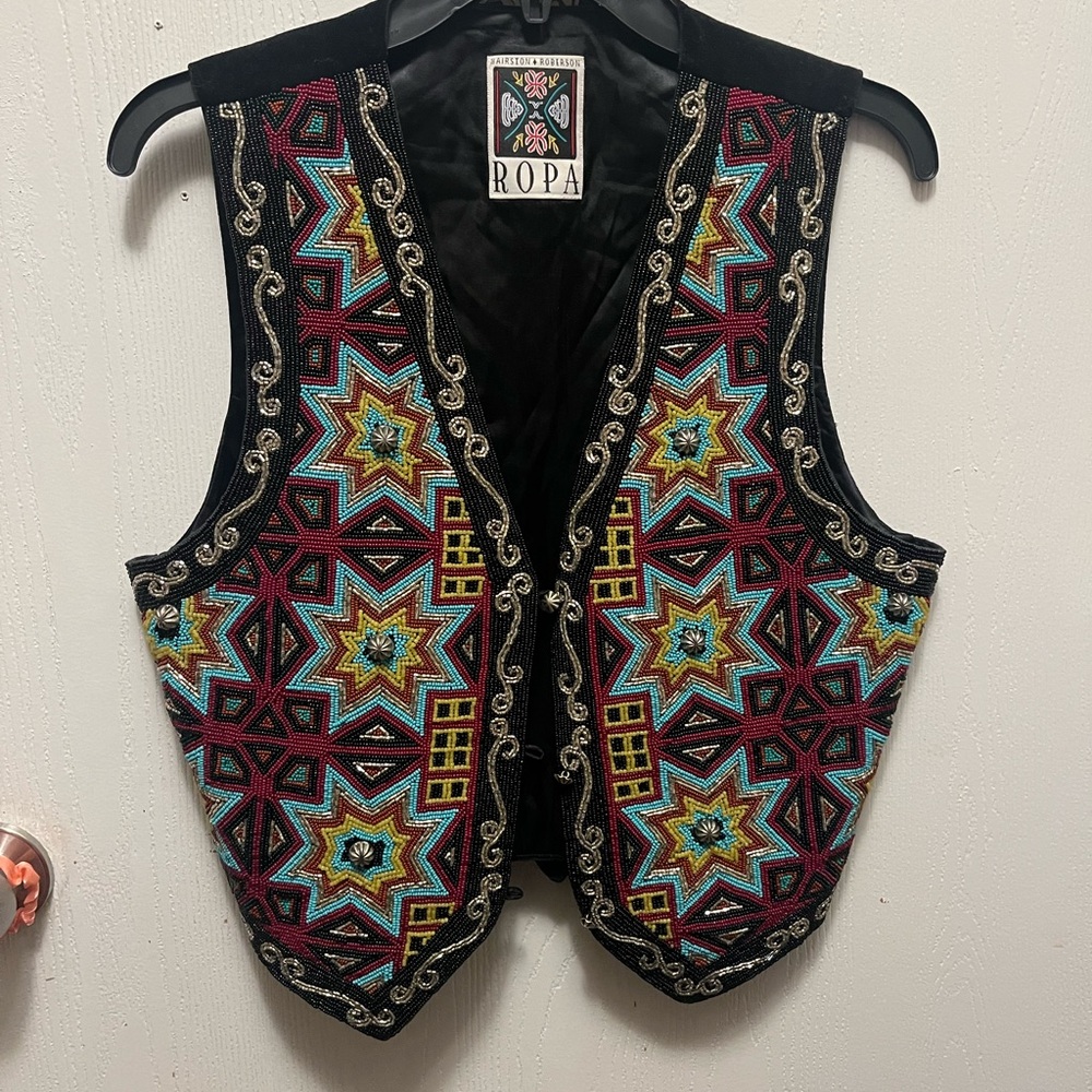 Vintage Ropa beaded velvet vest. No missing beads. Very heavy and well made.